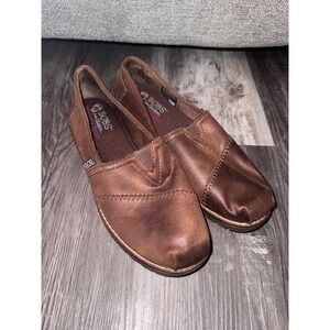 Skechers BOBS Brown Memory Foam Faux Fur Lined Slip On Flats 113352 Womens 7.5